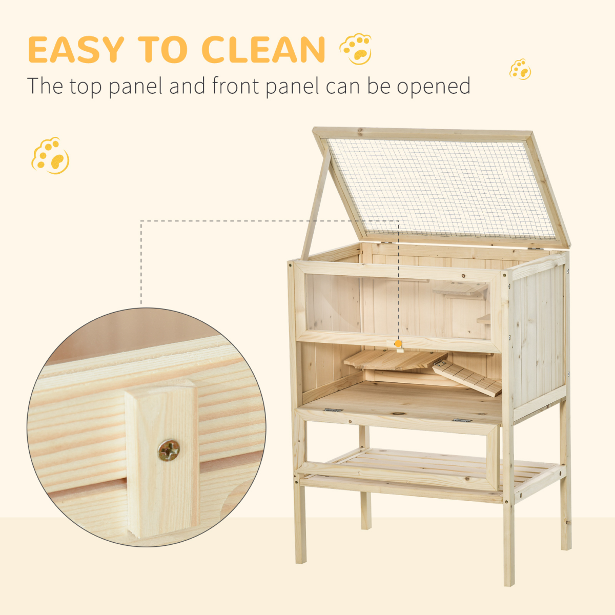 Hamster Cage House Pet Play Exercise 3 Tiers Mouse Wooden Fir Small Animals
