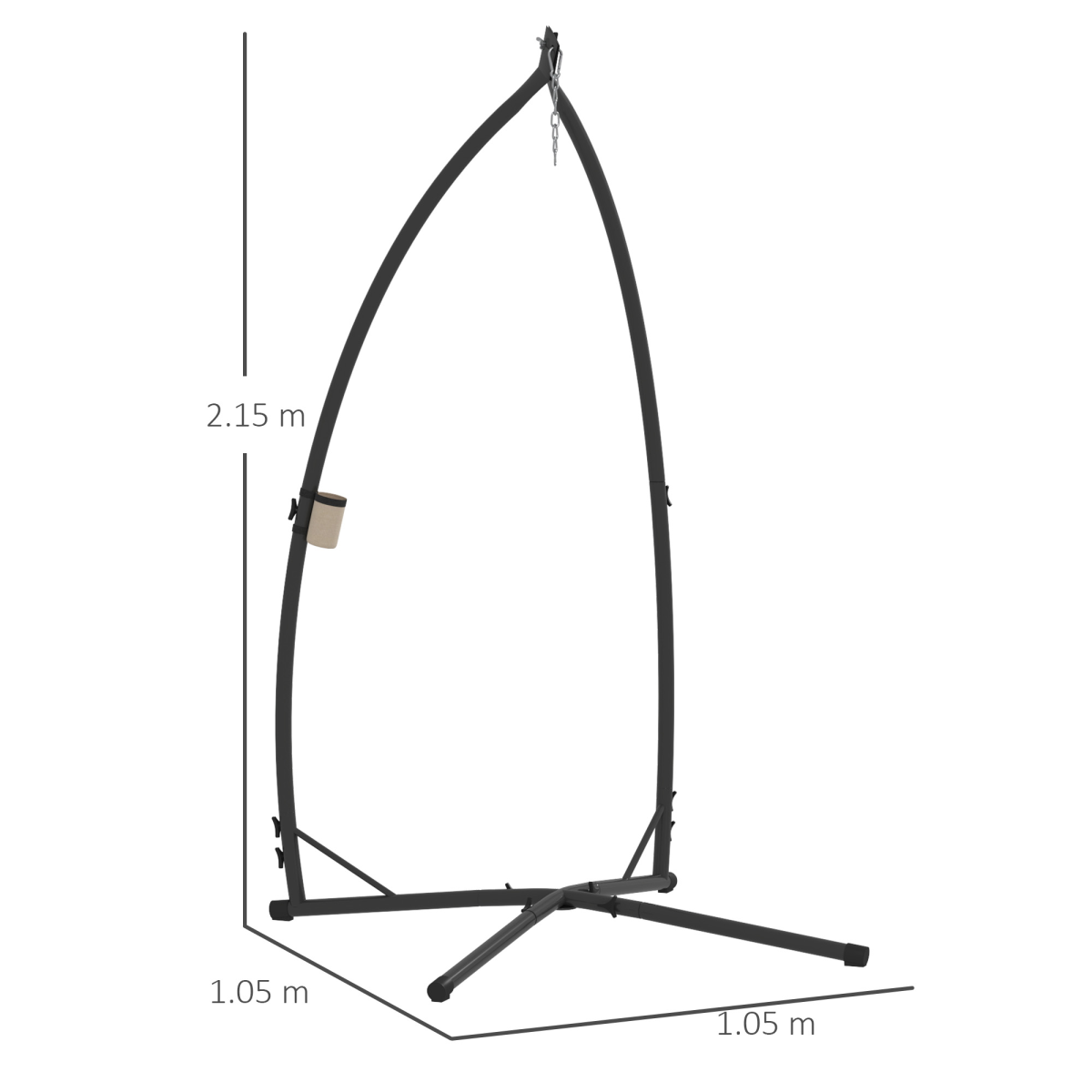 Outsunny Hammock Chair Stand, Steel Frame Hammock Stand Only, Black