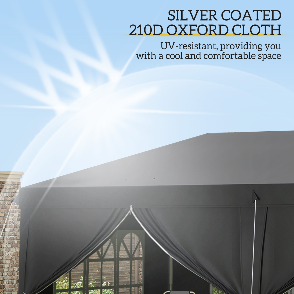 3 x 6m Pop Up Gazebo Height Adjustable Party Tent w/ Storage Bag Black
