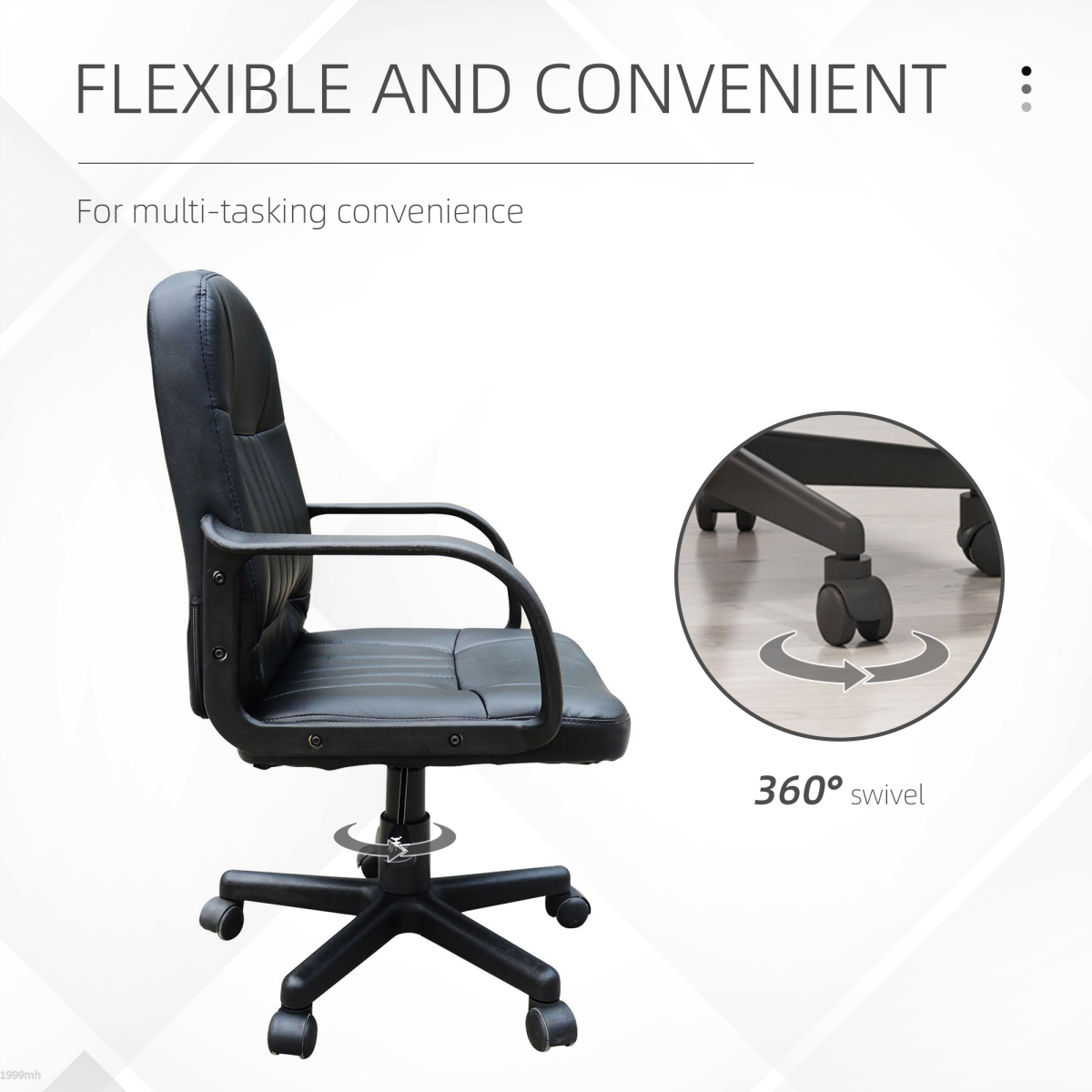 HOMCOM PU Leather Office Chair Swivel  Mid-Back Computer Desk Chair, Black