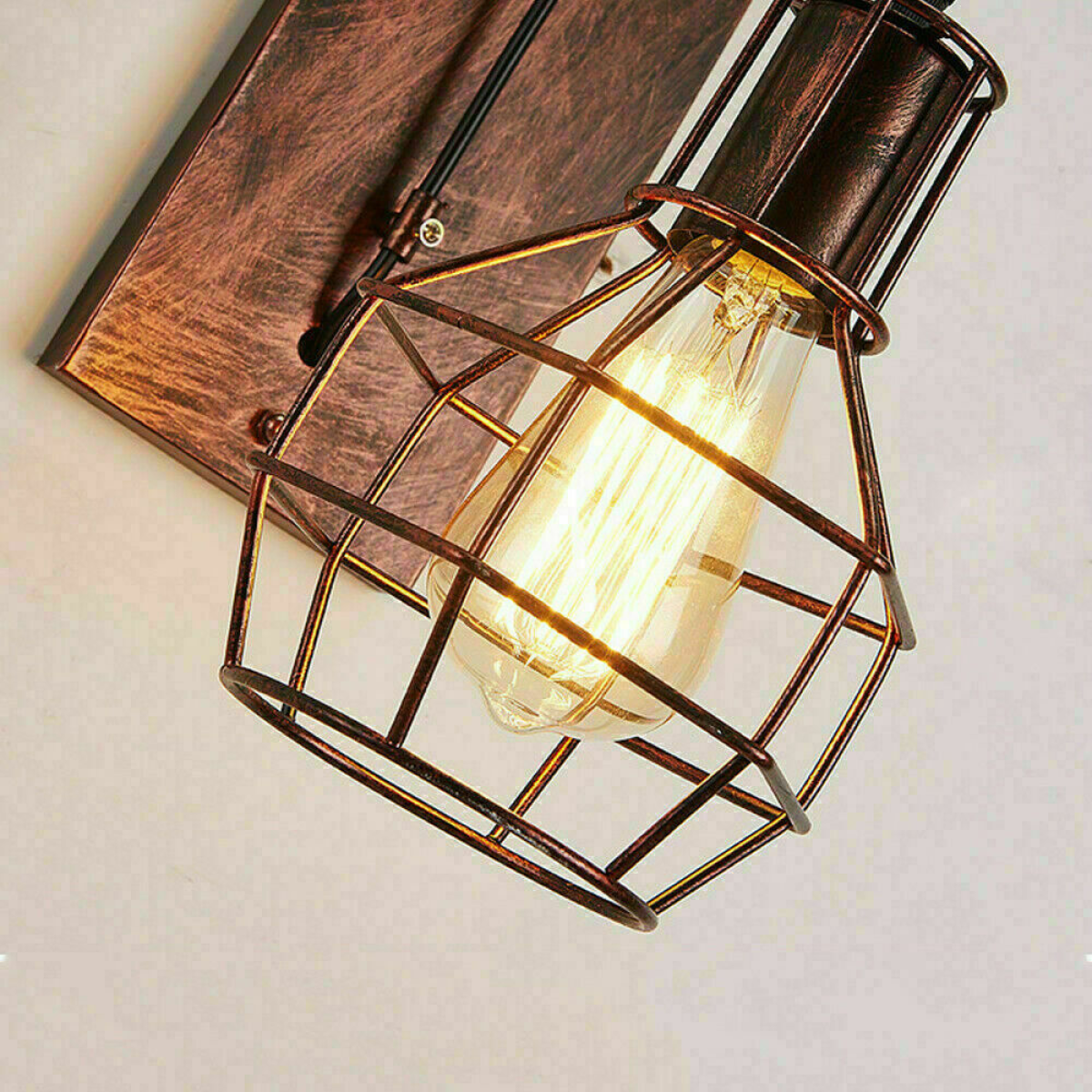 Brushed Copper Retro Industrial Pulley Wheel Cage Wall Light E27~1913