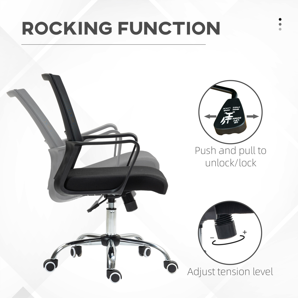 Vinsetto Mesh Office Chair Desk Chair w/ Swivel Seat Adjustable Height Black