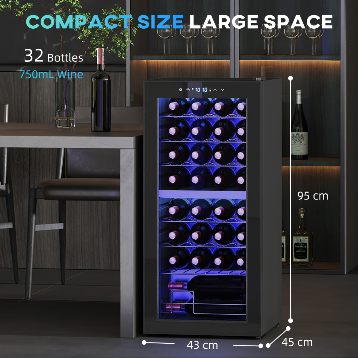 HOMCOM 86L Dual Zone Wine Cooler with Adjustable Temperature Control, Black