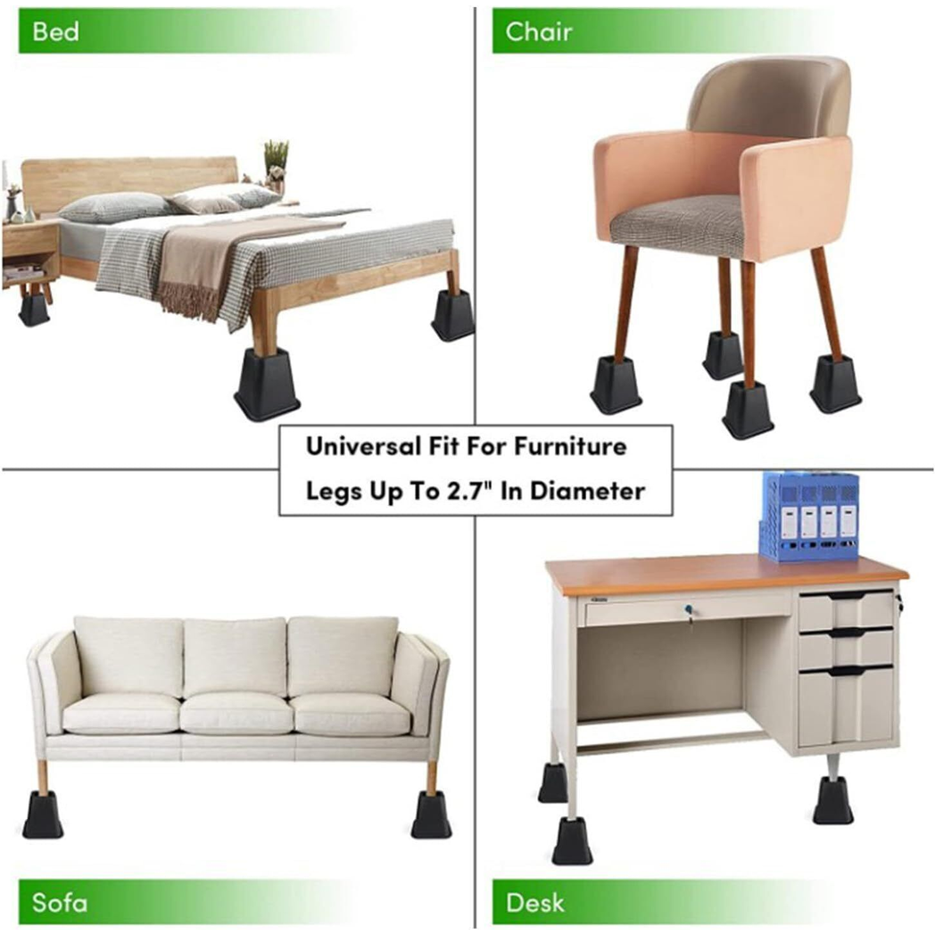 4X 6" Heavy Duty Bed Chair Risers Feet Leg Lift Furniture Extra Raisers Stand UK