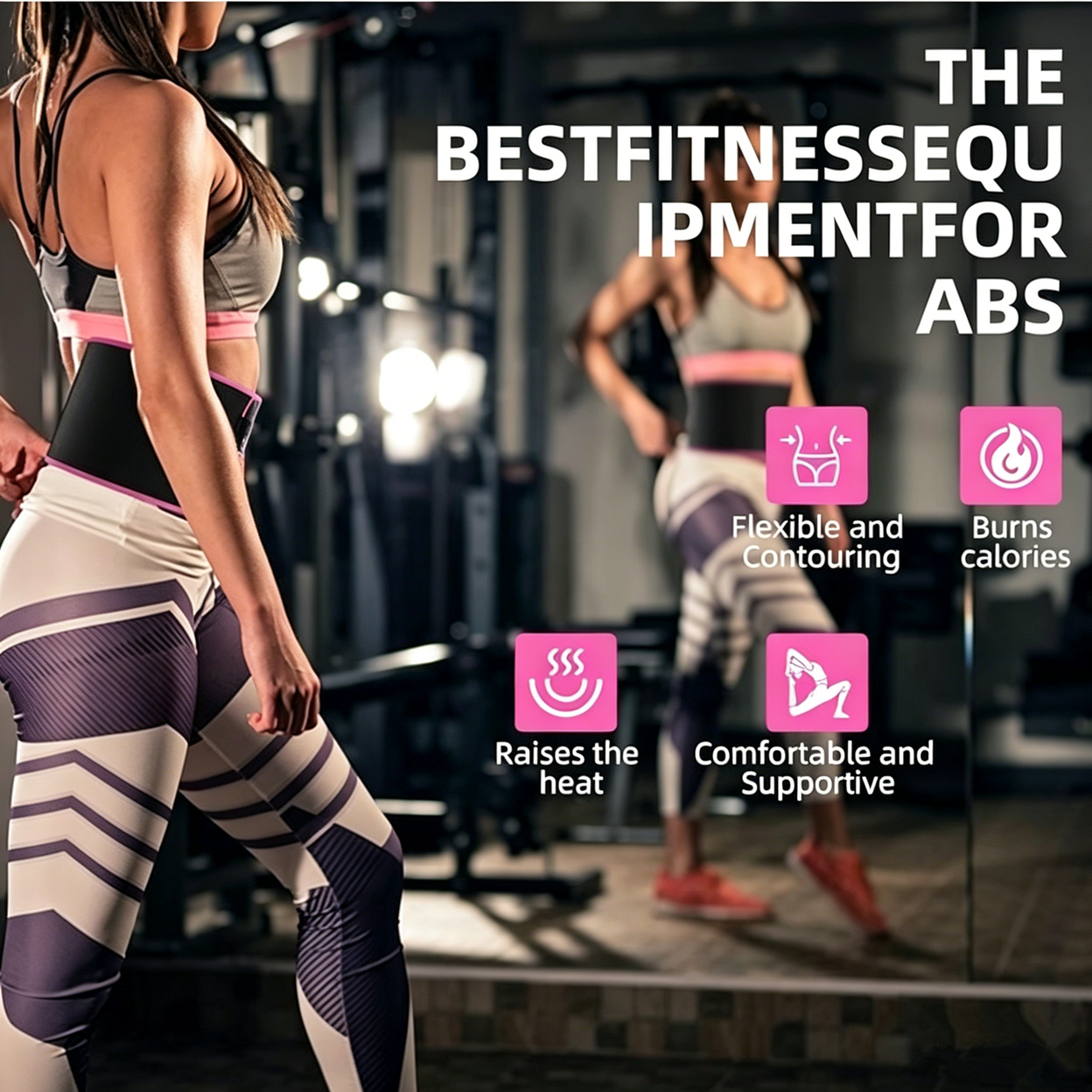 Waist Trimmer Belt Body Shaper Weight Loss Girdle Waist Trainer w/ Phone Pocket Pink-Black-Silver