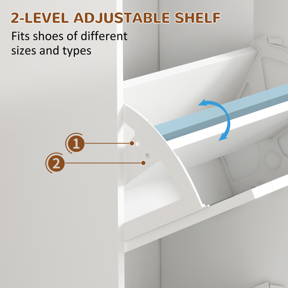 HOMCOM Slim Shoe Storage Cabinet with 3 Flip Drawers for Entryway, White