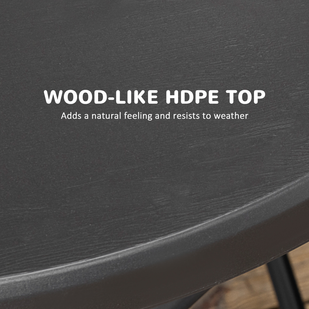 Foldable Garden Table for 4, Round Outdoor Dining Table with Steel Frame