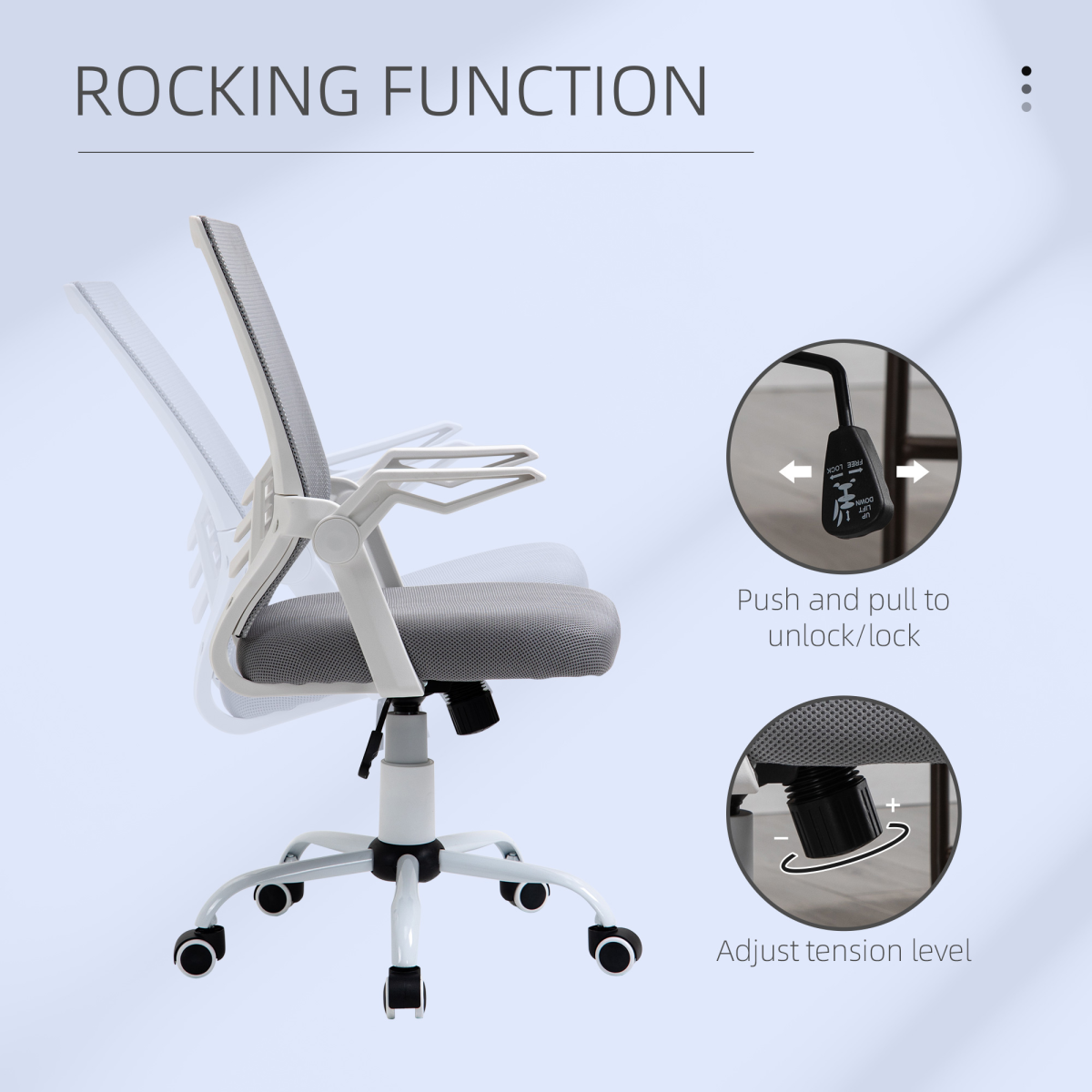 Mesh Swivel Office Chair Task Computer Chair w/ Lumbar Support, Grey Vinsetto