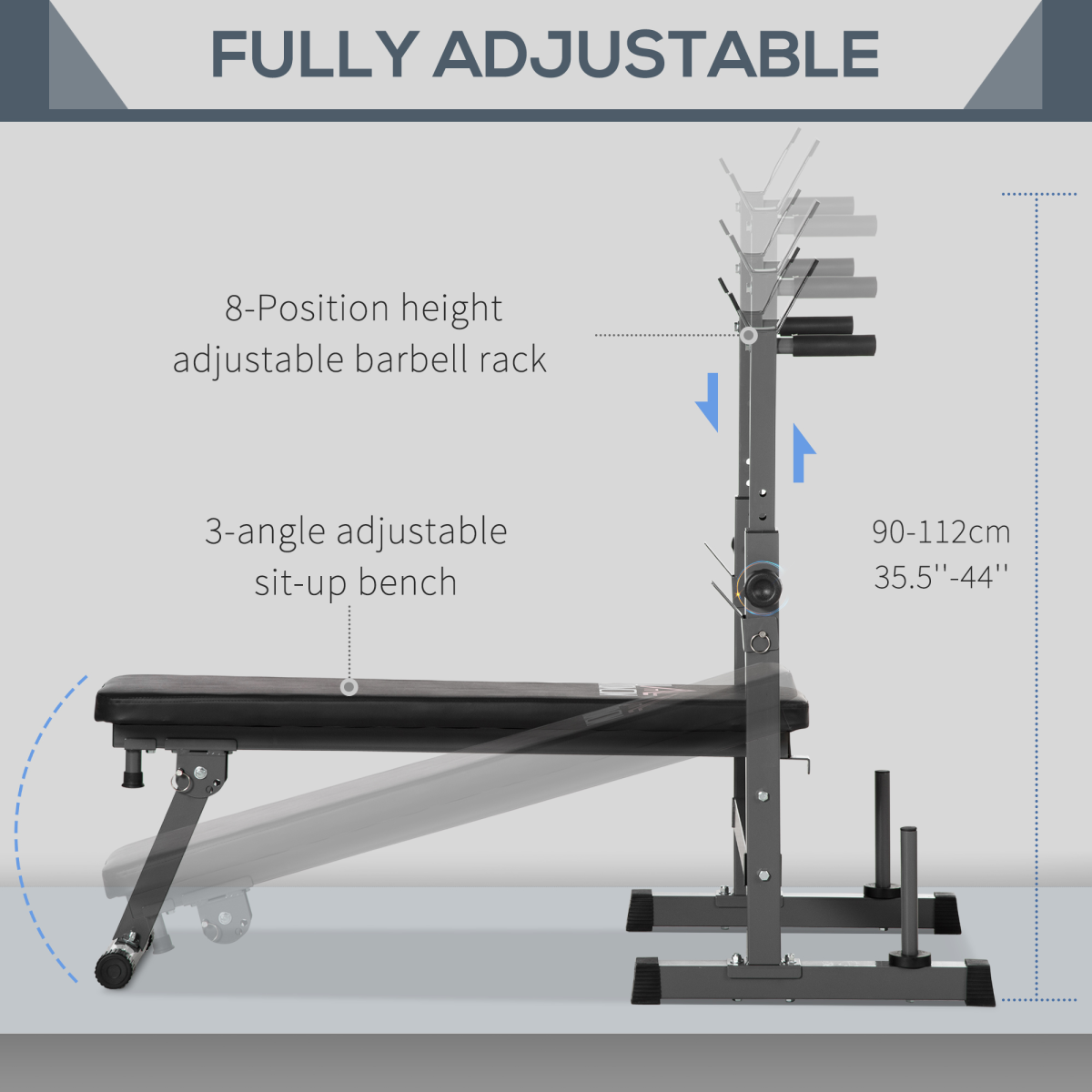 Adjustable Weight Bench Foldable with Barbell Rack and Dip Station HOMCOM