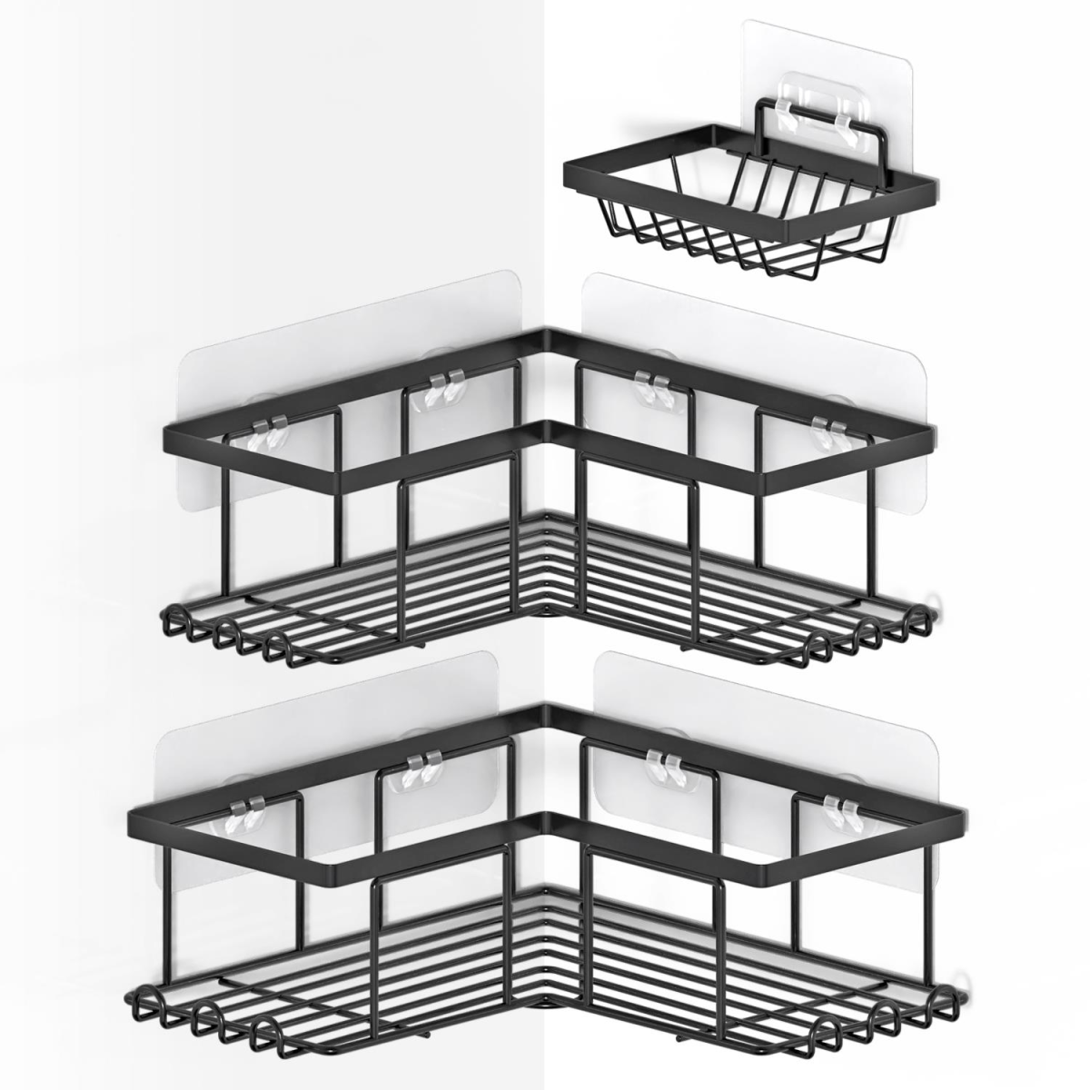 VINSANI 3pc BLACK SHOWER CADDY 1010501