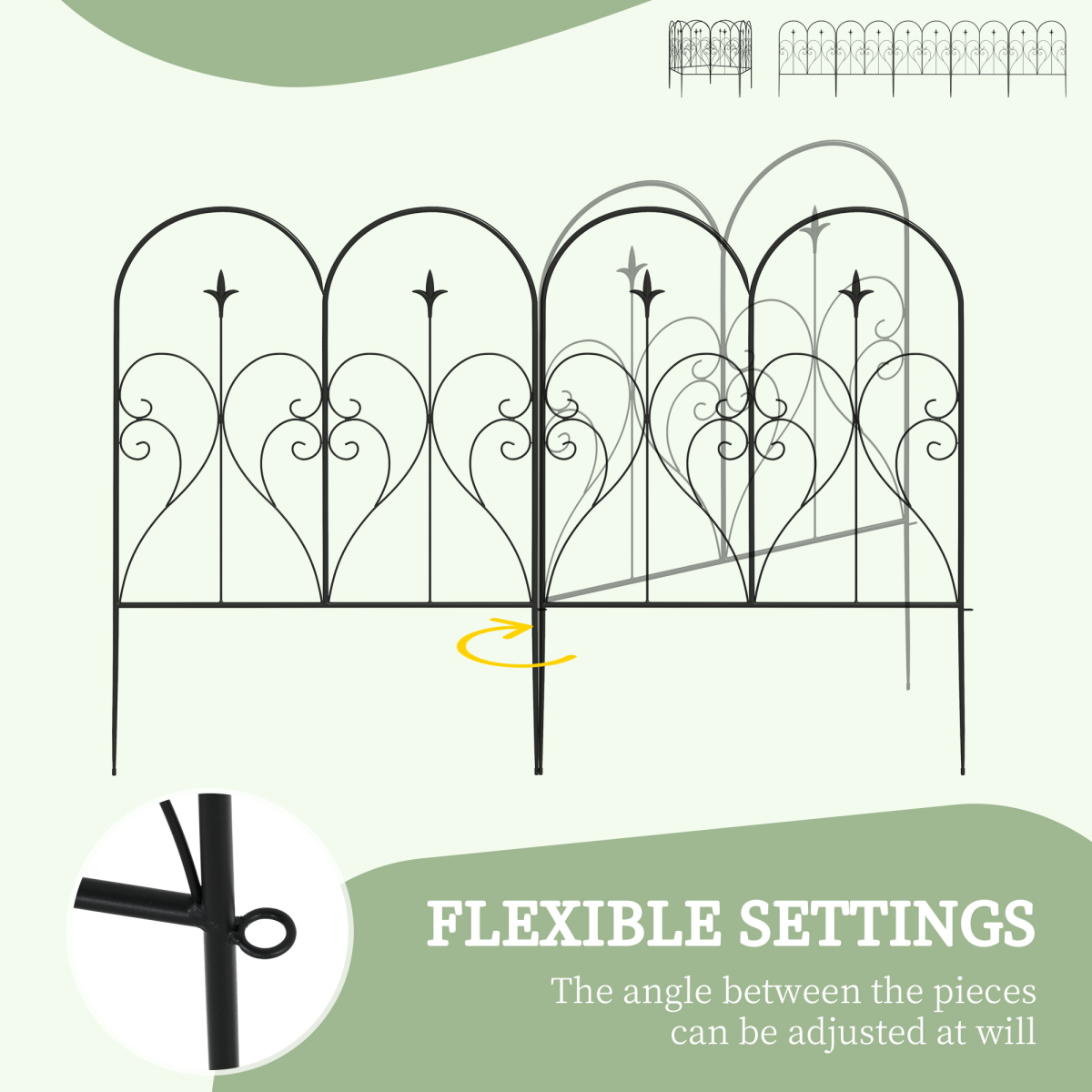 Outsunny 5PCs Decorative Garden Fencing 32in x 10ft Metal Border Edging