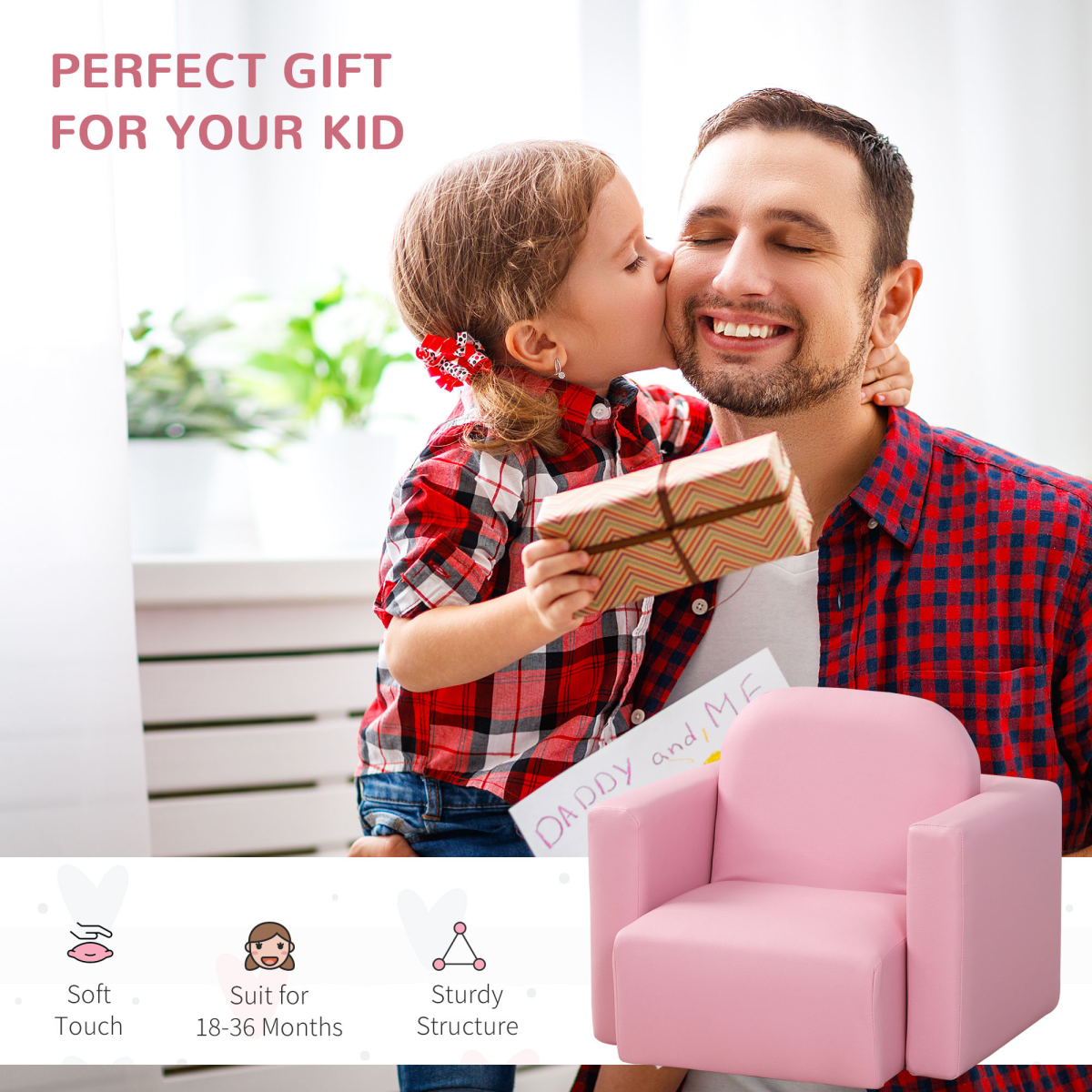 HOMCOM Kids Mini Sofa 2 In 1 Table Chair Set Children Armchair Seat Girl Boys