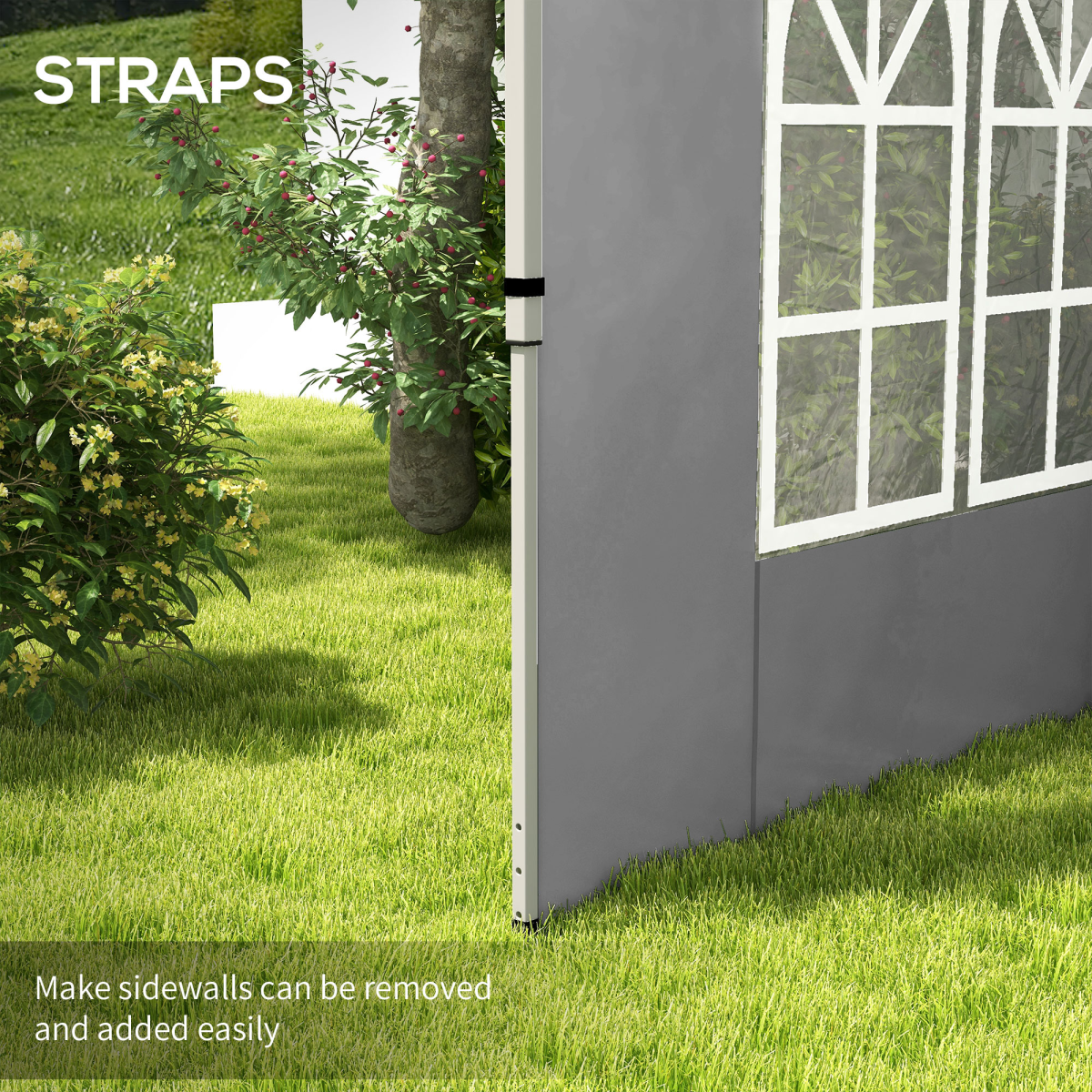 Outsunny Gazebo Side Panels for 3x3(m) or 3x4m Pop Up Gazebo, 2 Pack, Grey