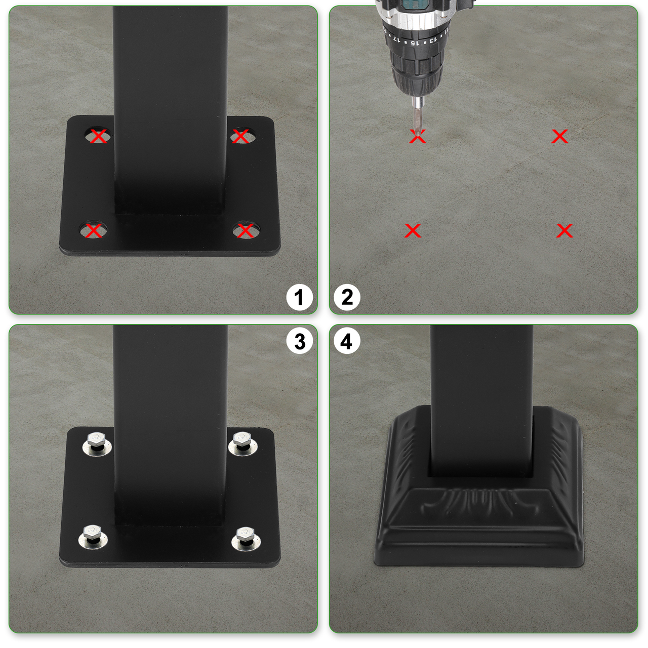 [Same Code：52168185  78675783]Handrails for Outdoor Steps, Wrought Iron Handrail Fits 1 or 3 Steps, Transitional Handrail with Installation Kit, Black