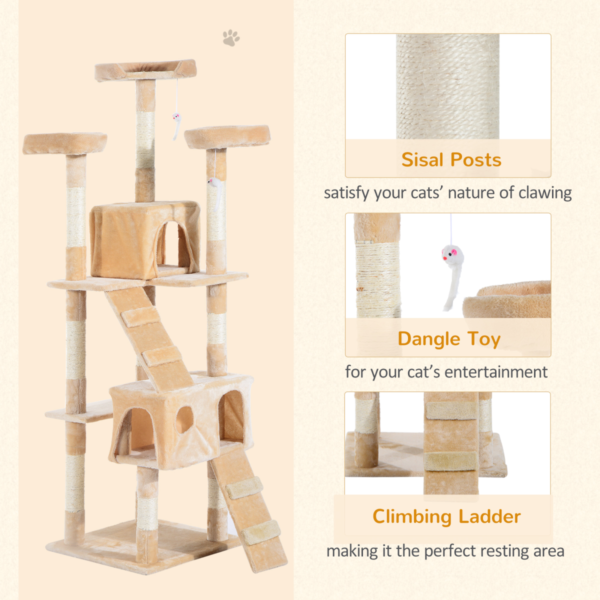 Cat Tree Kitty Activity Play Center Scratching Scratcher House Furniture 170CM