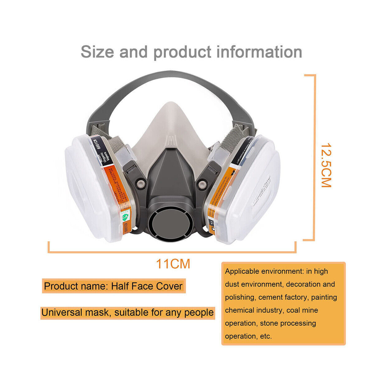 17 In 1 Full Face Mask 6200 Gas Mask Facepiece Spray Respirator Filter Chemical