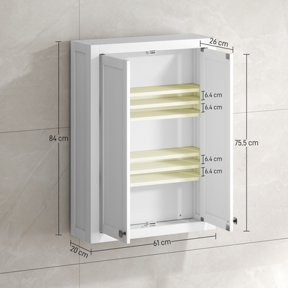 HOMCOM Wall Mounted Storage with Adjustable Shelves, Bathroom Wall Cabinet