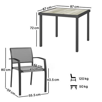 Outsunny 5 Piece Garden Furniture Set with 4 Stackable Armchairs, Grey