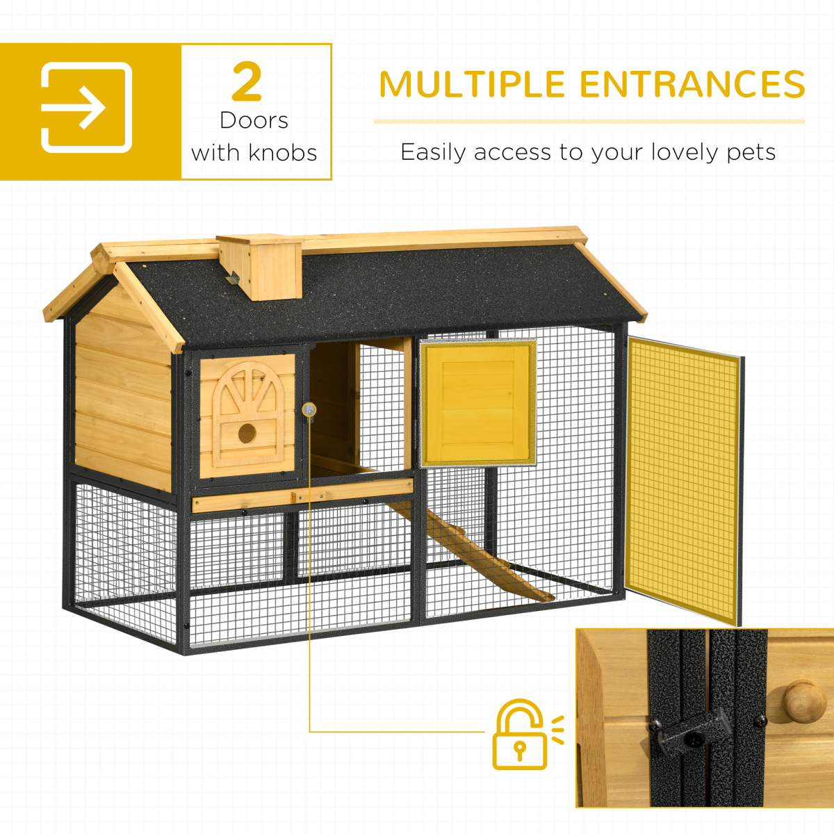 PawHut Rabbit Hutch Outdoor Bunny Cage w/ Run, Removable Tray 120 x 55.5 x 80cm
