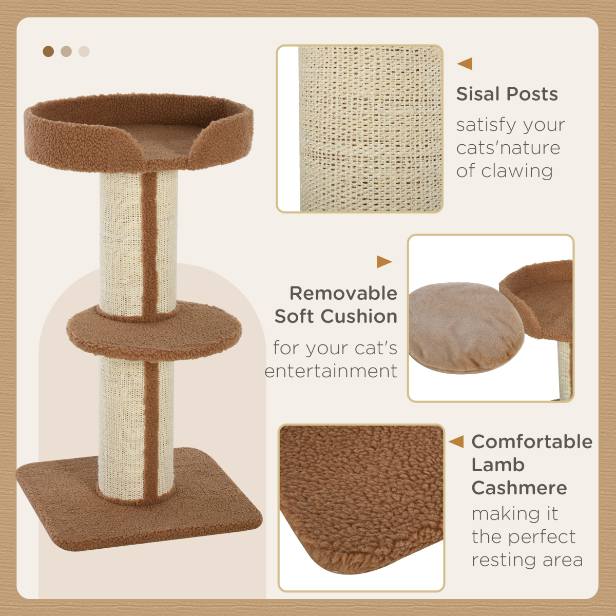 91cm Cat Tree Kitten Activity Center Tower Scratching Post Lamb Cashmere Perch