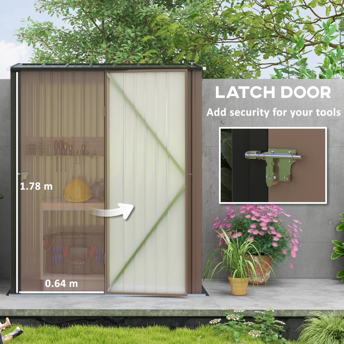 Outdoor Storage Shed Steel Garden Shed w/ Lockable Door for Backyard Outsunny