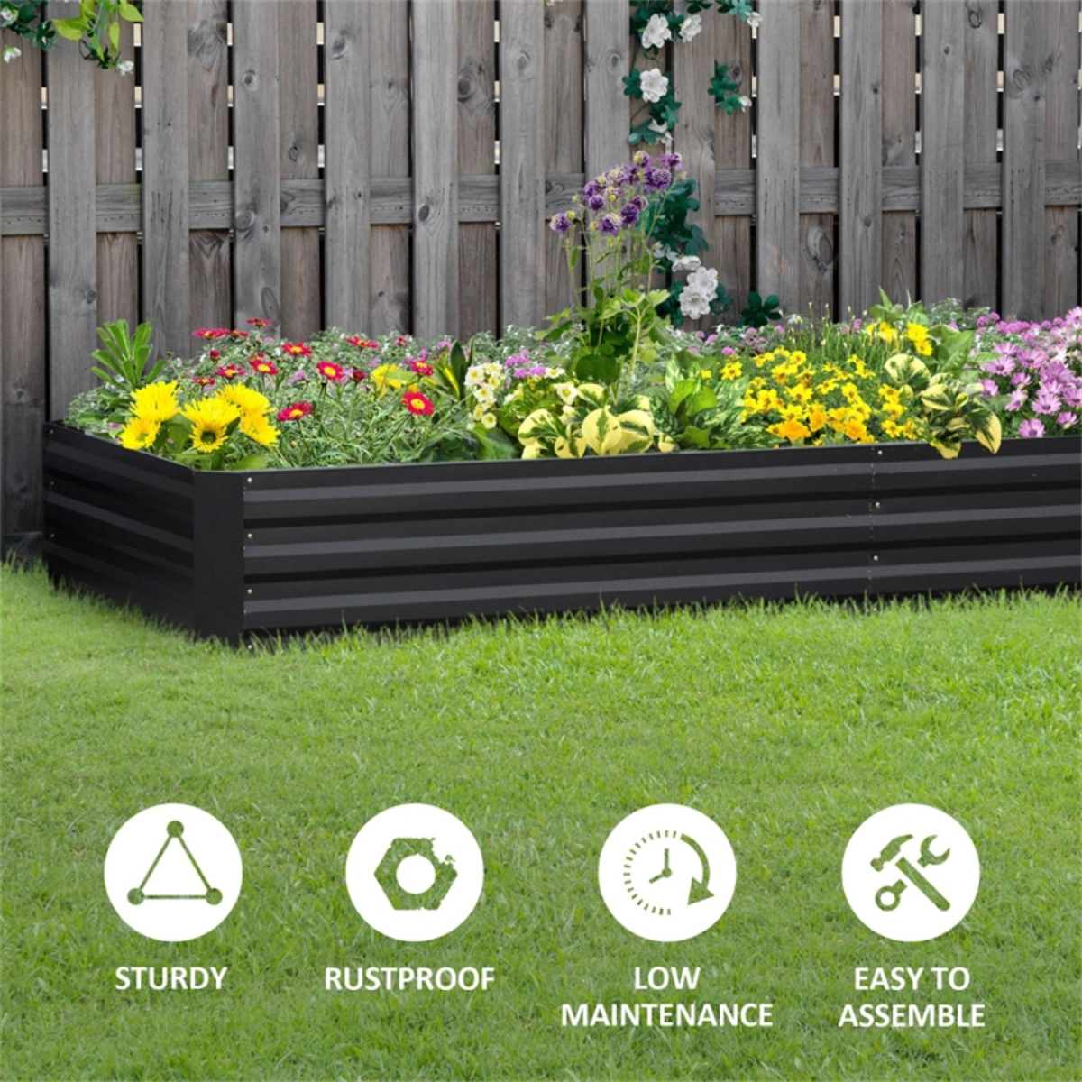 Grey Steel Garden Bed