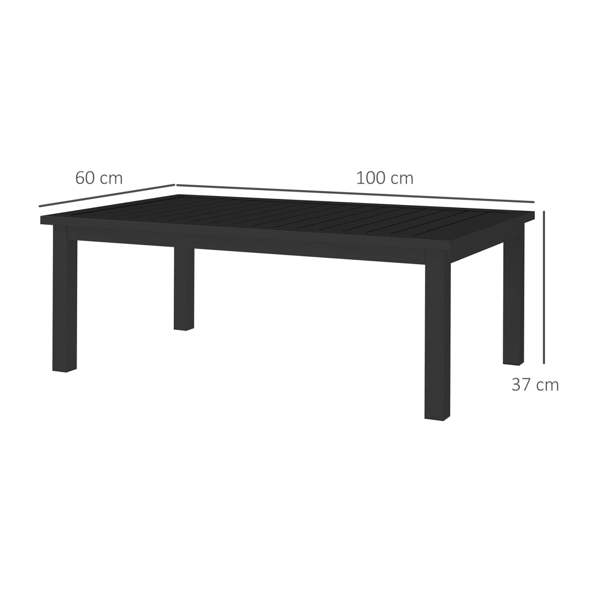 Outsunny Aluminium Outdoor Coffee Table Patio Table, Black