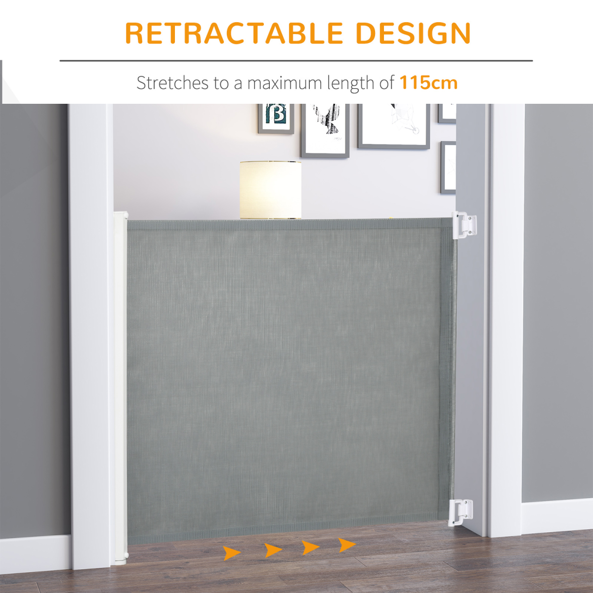 Retractable Safety Gate Folding Pet Barrier, for Doorways, Staircases, Hallways