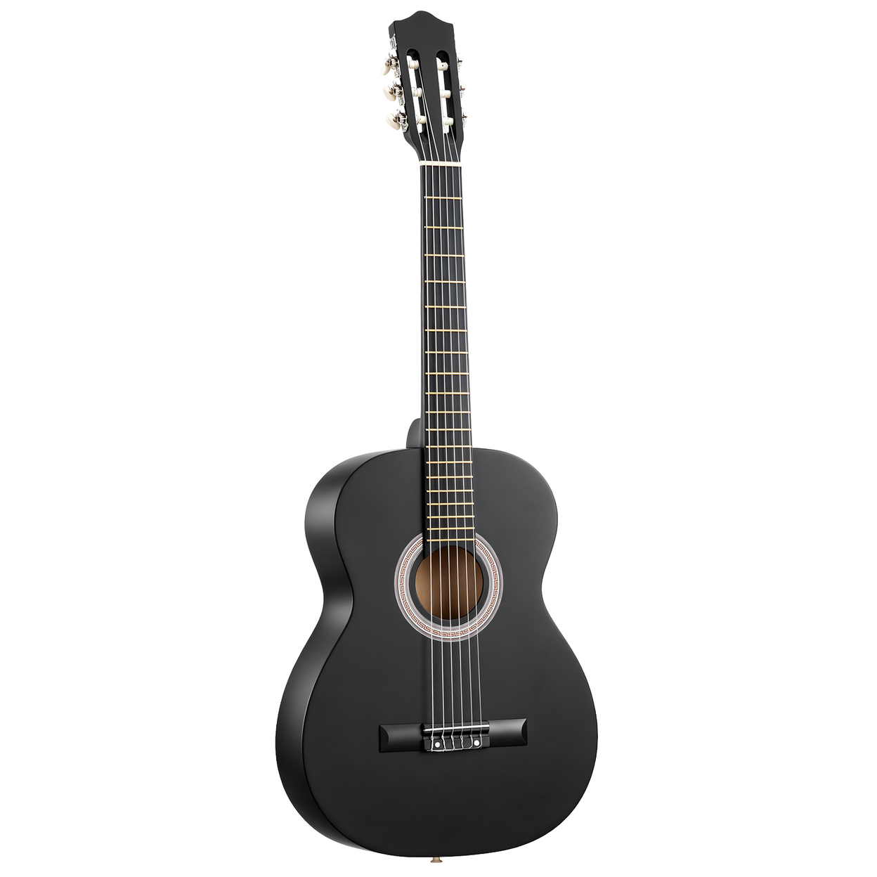 39 Inch Round Barrel Basswood Classical Folk Guitar (Matte Black)