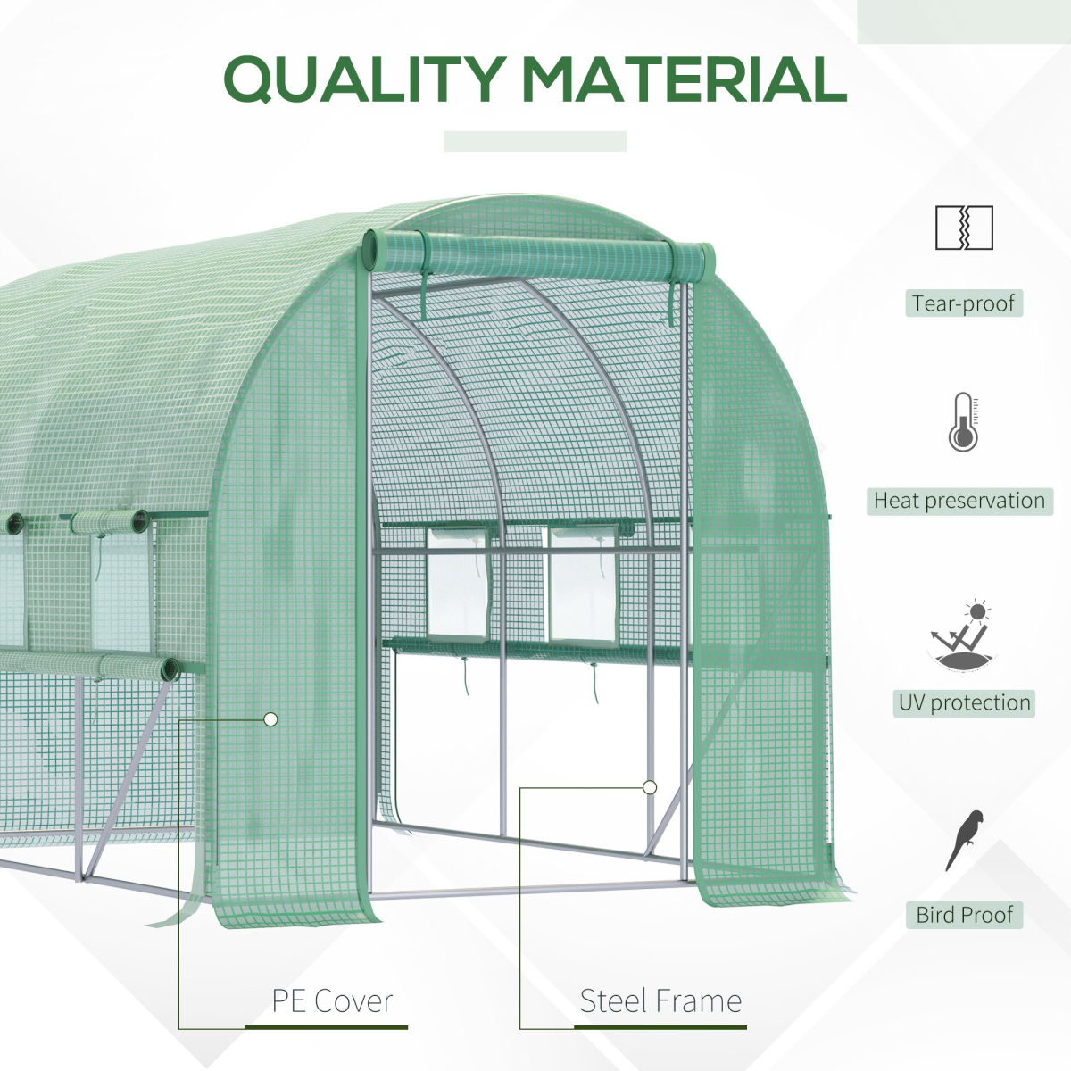 Large Outside Garden Plant Greenhouse Hot House w/ Zipped Doors Green