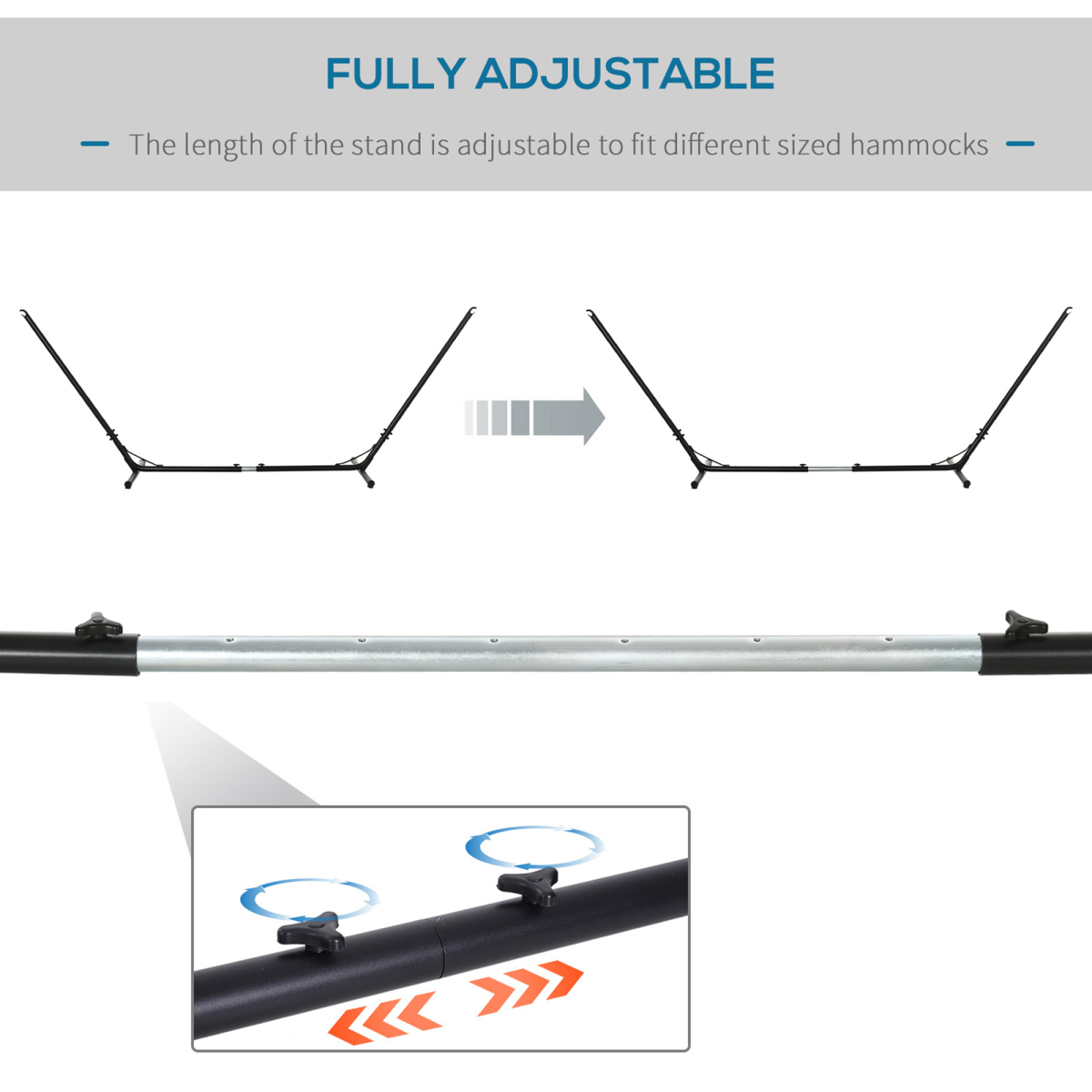 12ft/3.8m Hammock Stand Adjustable Universal Fit Garden Camping Picnic
