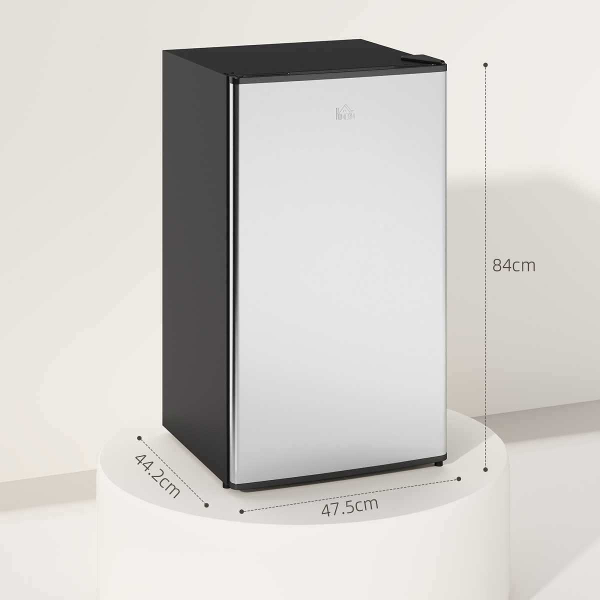 HOMCOM 91L Freestanding Under Counter Fridge Silver Tone