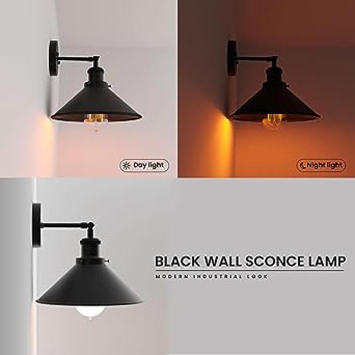 Wall Sconce Black Cone Shape Shade ~1502