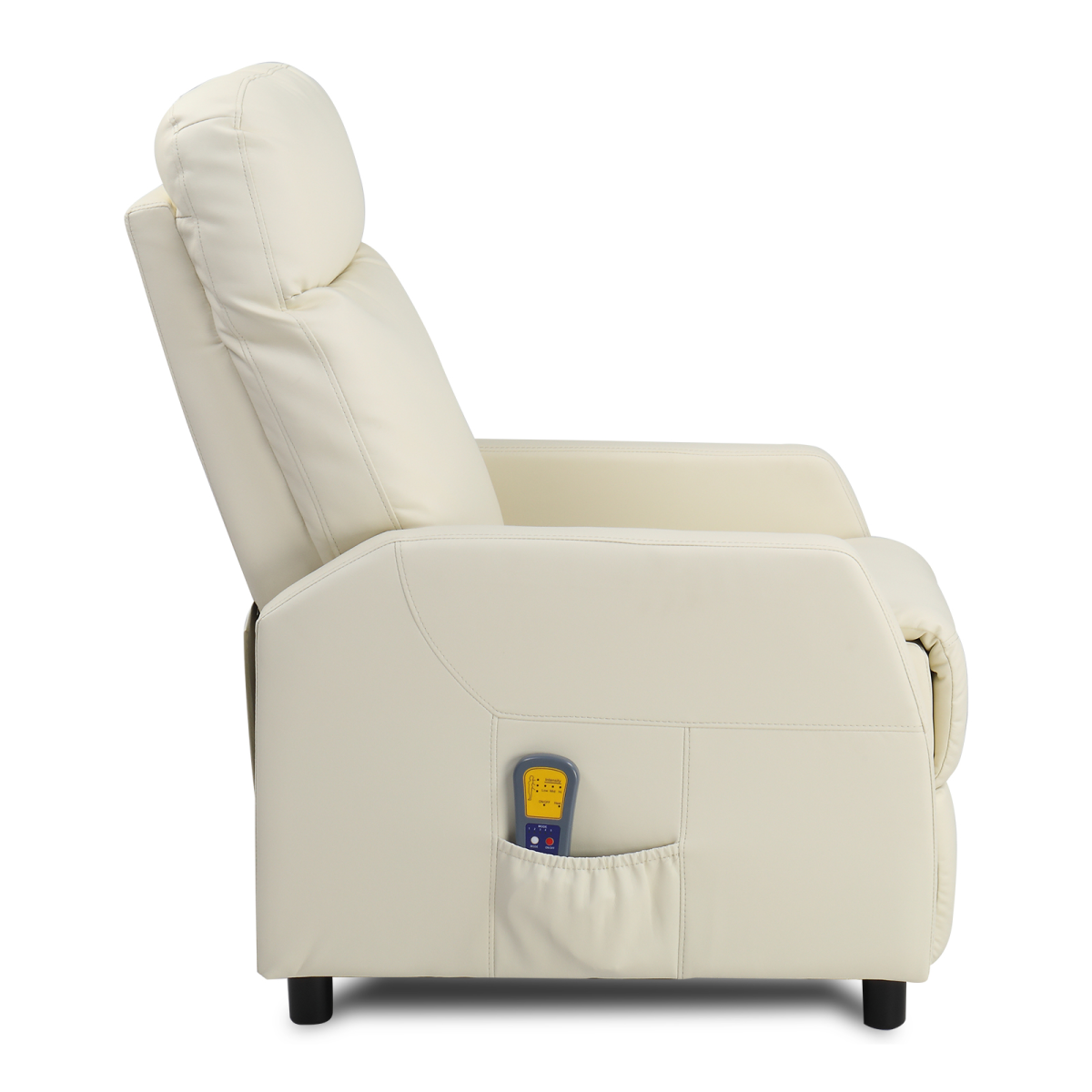 PU With 6-Point Massage Heating Function Recliner Cream White