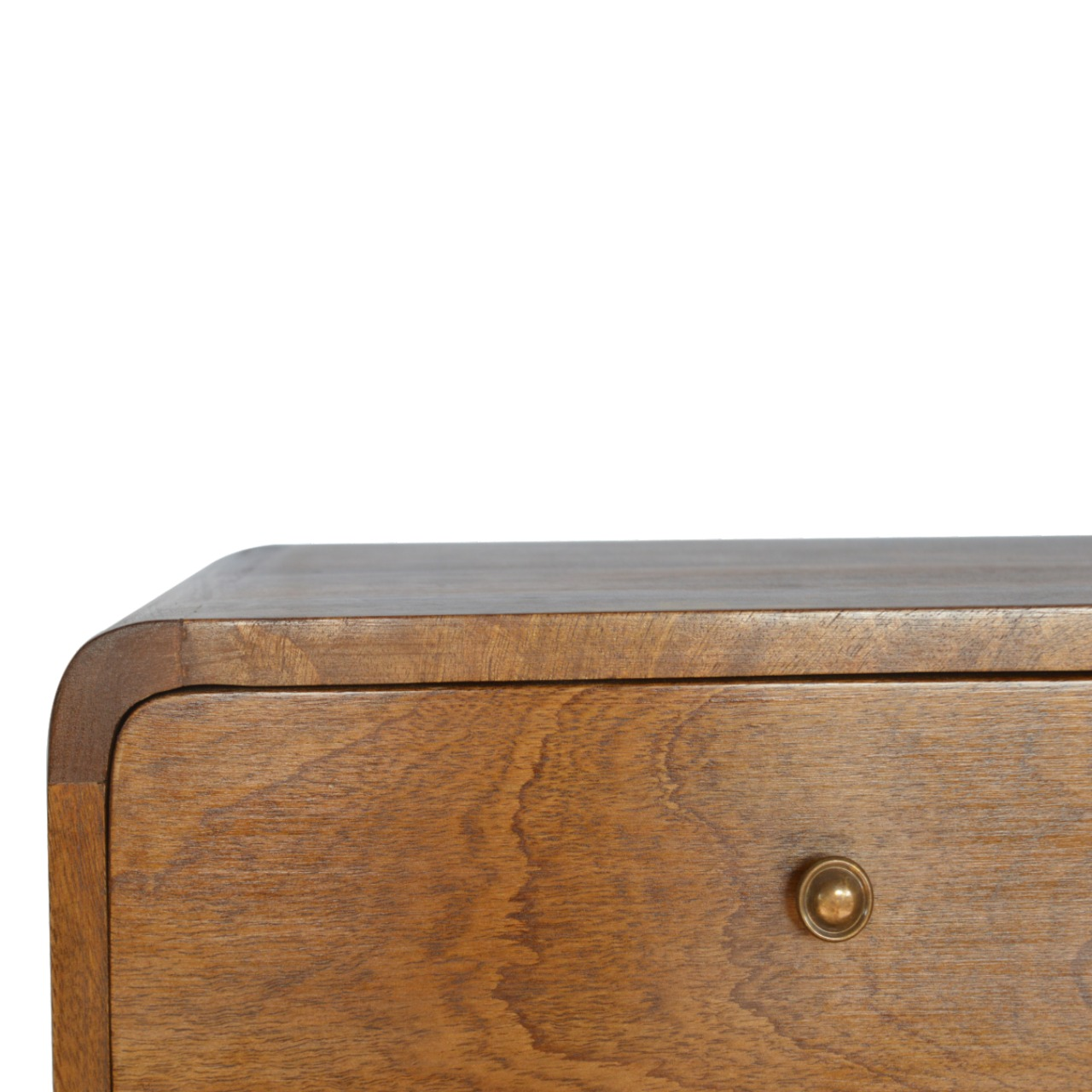Artisan Furniture Solid Wood Floating Curved Chestnut Bedside, Brown, 2Drawers