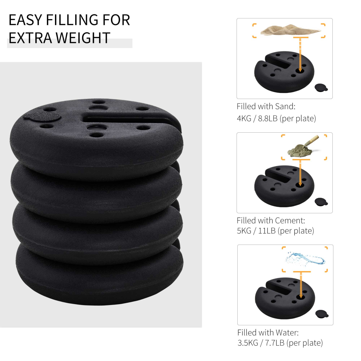 Set of 4 Gazebo Tent Canopy Weight Sand Fillable Strong Plastic Durable