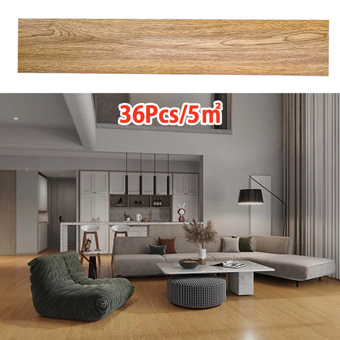 5m² Floor Planks Tiles Self Adhesive Wood Effect Vinyl Flooring Kitchen Bathroom UK