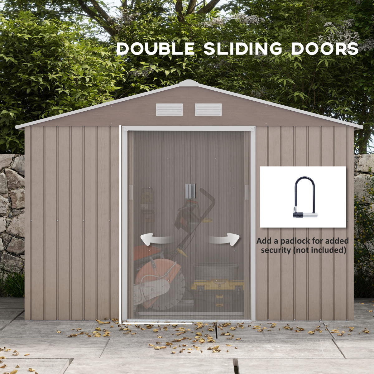 Outsunny Garden Shed Storage Unit withLocking Door Floor Foundation Vent Brown