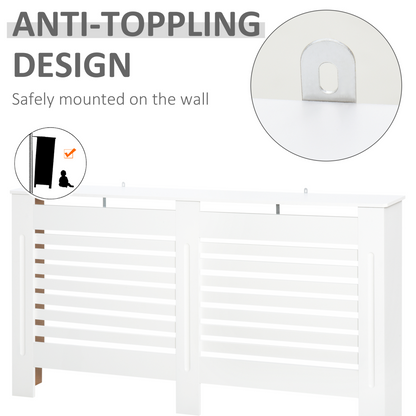 HOMCOM Modern Radiator Cover Cabinet Slatted Design MDF White Medium