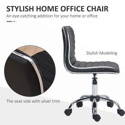HOMCOM Armless Mid-Back Adjustable Office Chair with 360 Swivel Black