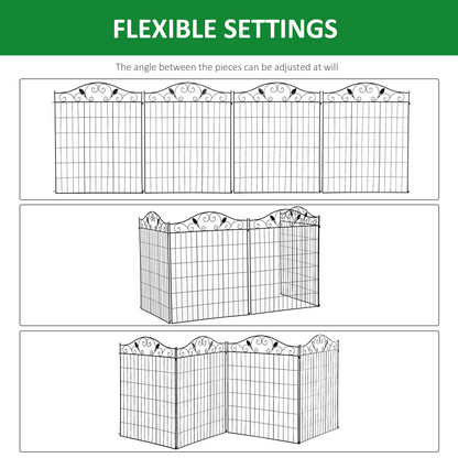 Garden Decorative Fence 4 Panels 44in x 12ft Steel Wire Border Edging Outsunny