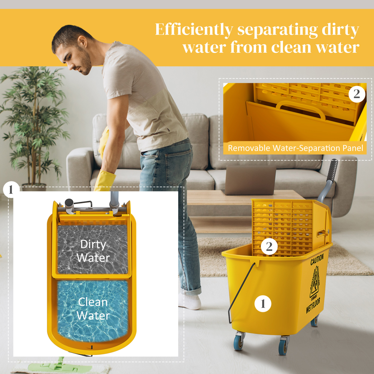 Mop Water Bucket Wringer Cart
