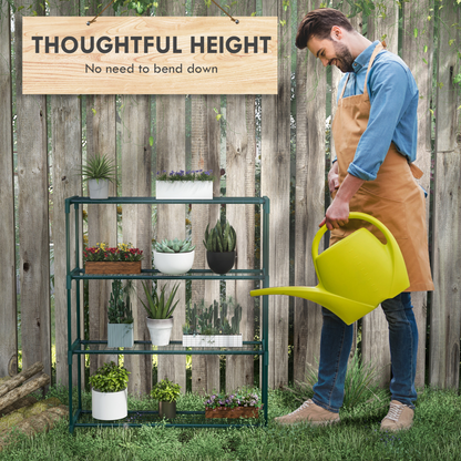 Outsunny Plant Stand, 4-Tier Planter Holder Flower Display Rack, Dark Green