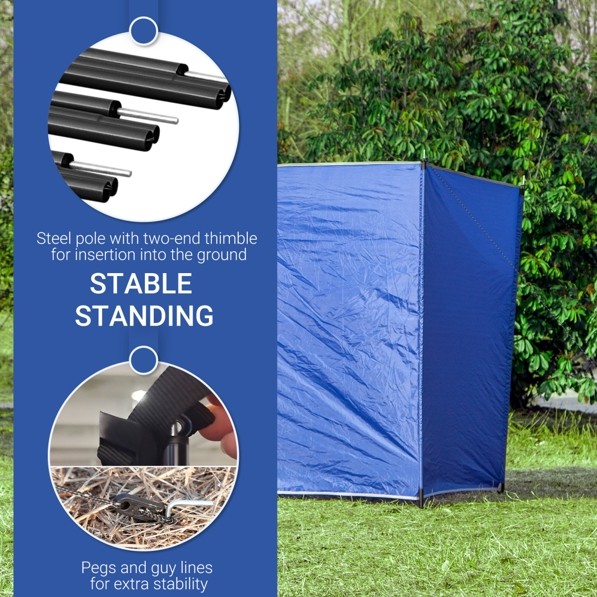 Camping Windbreak Portable Wind Blocker Privacy Wall, 4.5m x 1.5m