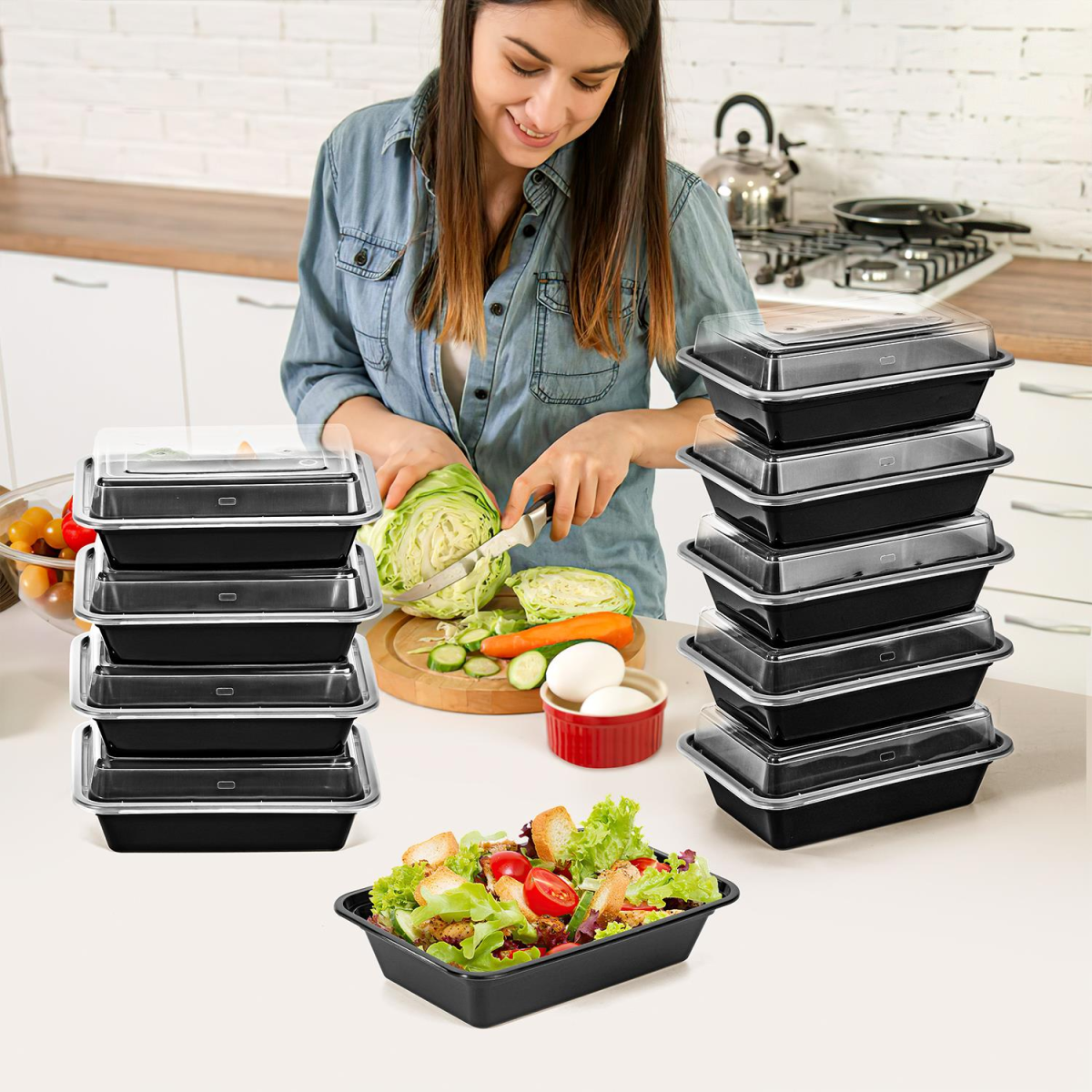 VINSANI 30pk 1 COMPARTMENT MEAL PREP CONTAINERS 1010474