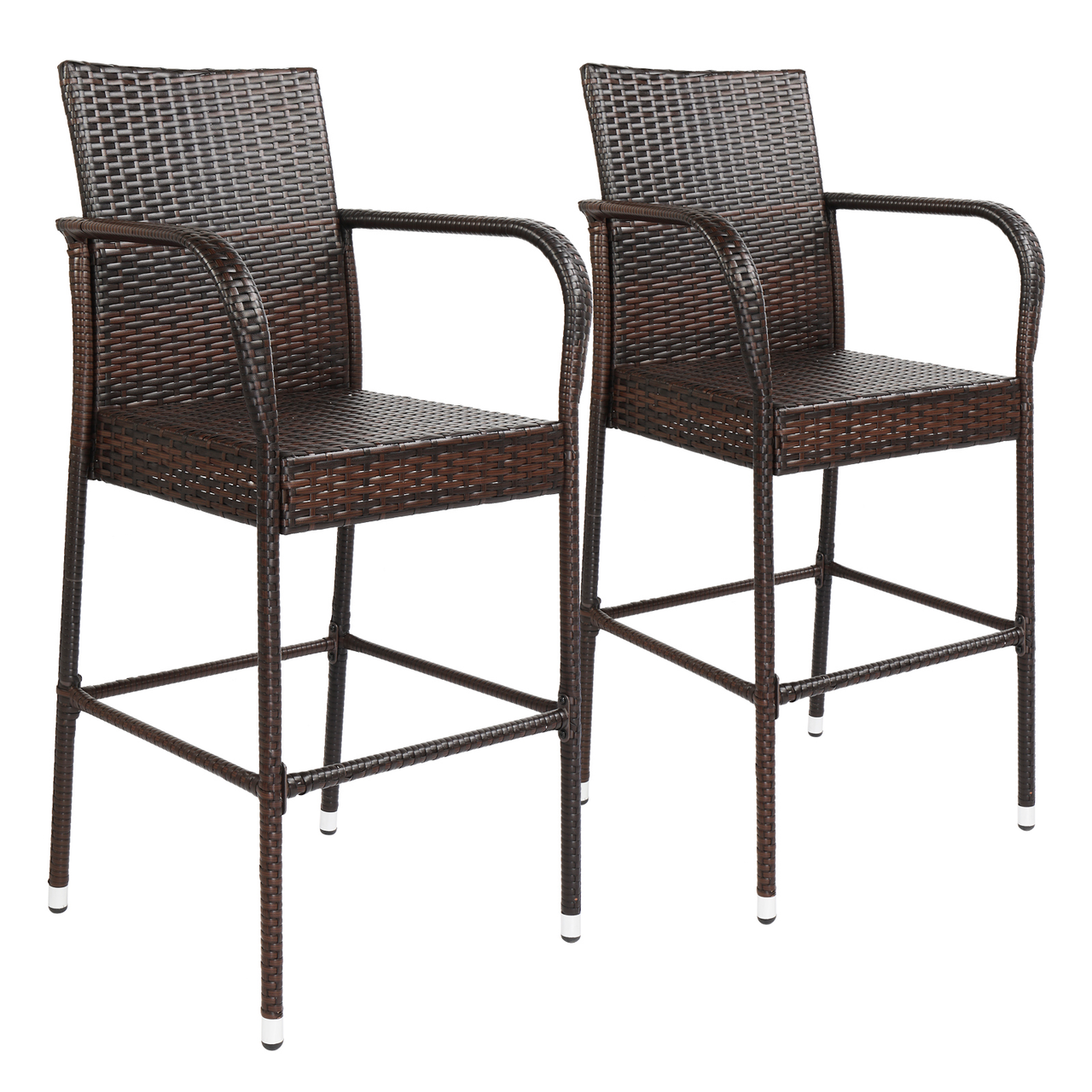 2pcs High Bar Chair Brown Gradient