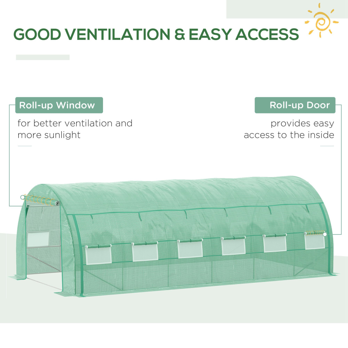 6 x 3 x 2 m Polytunnel Greenhouse Pollytunnel Tent w/ Steel Frame Green