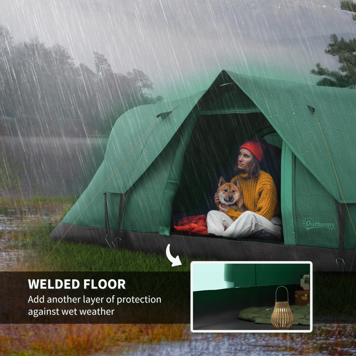 Outdoor  Camping Tent For 5-6 W/ Bag, Fiberglass & Steel Frame