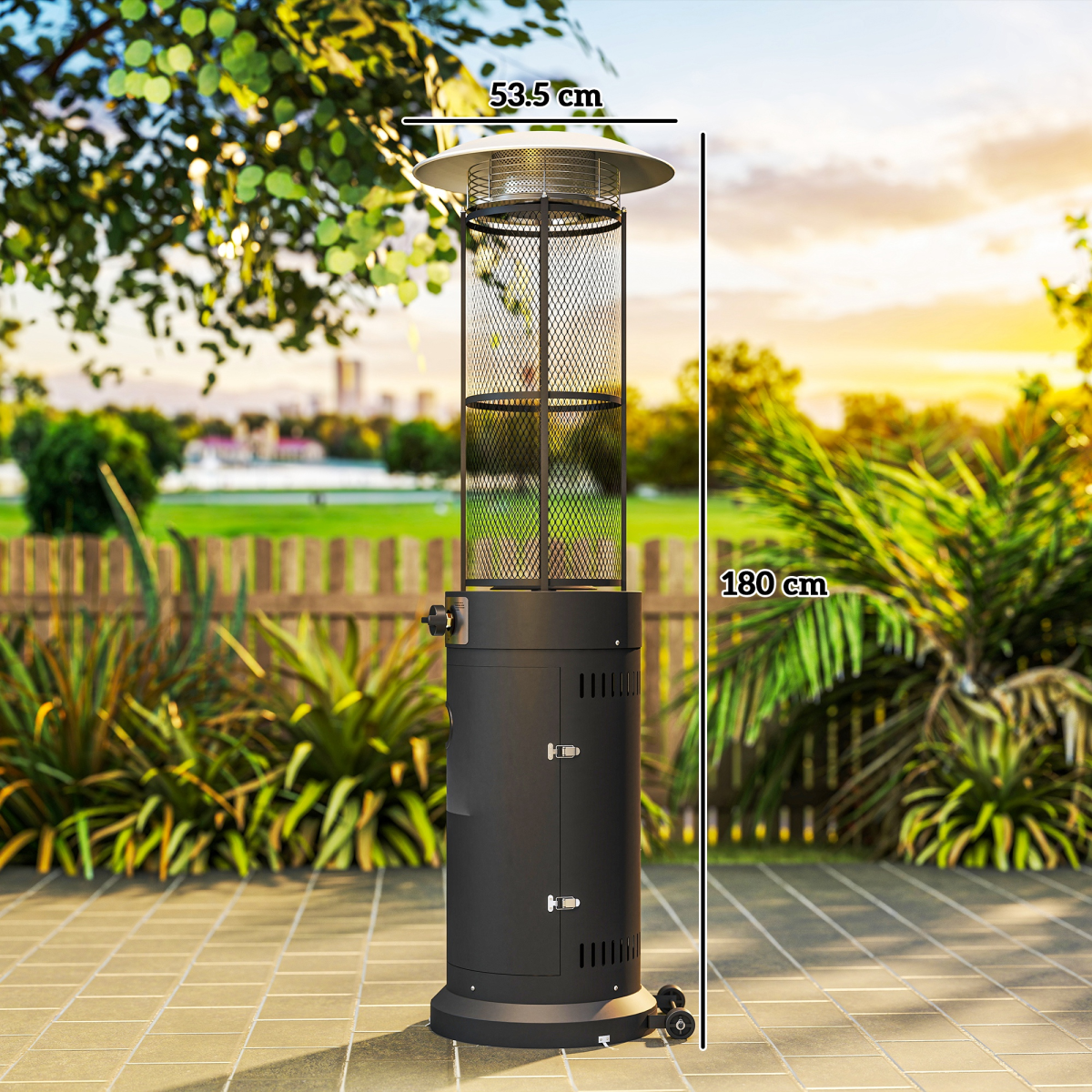 Outsunny 11 KW Gas Patio Heater, Propane Heater with Tip-Over Switch, Black