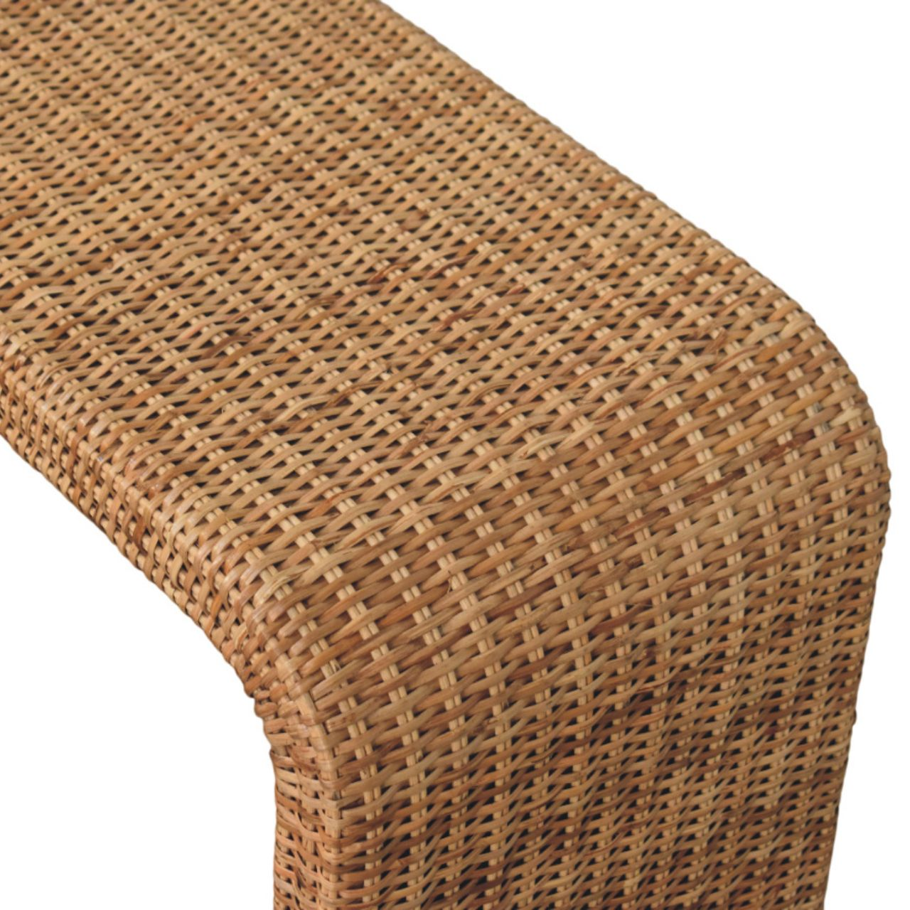 Artisan Furniture Solid Wood Rattan Weave Bench, Beige